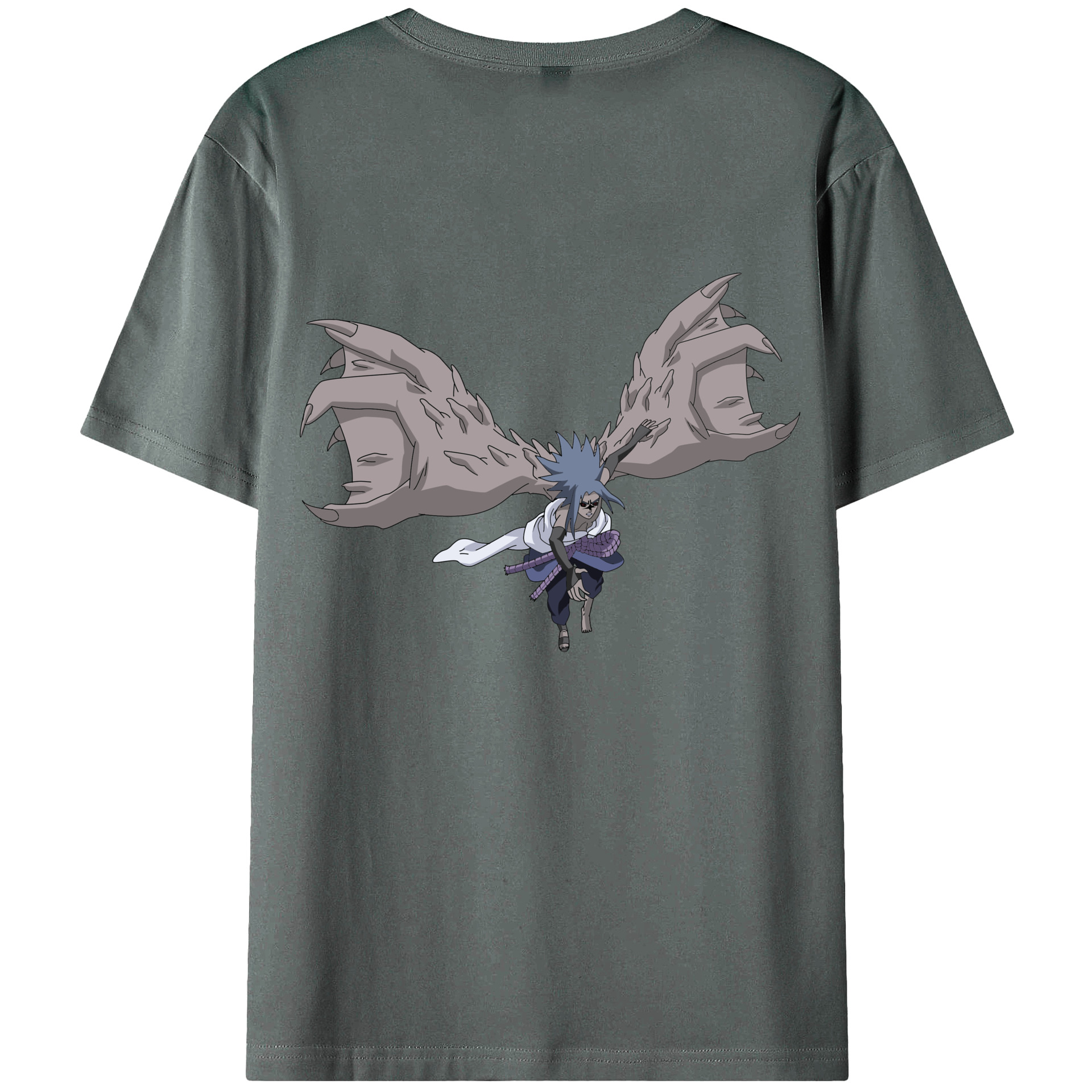 （画像用） NARUTO -ナルト- うちは サスケ Uchiha Sasuke 綿100％ メンズ半袖Tシャツ（バックプリント） 通気性